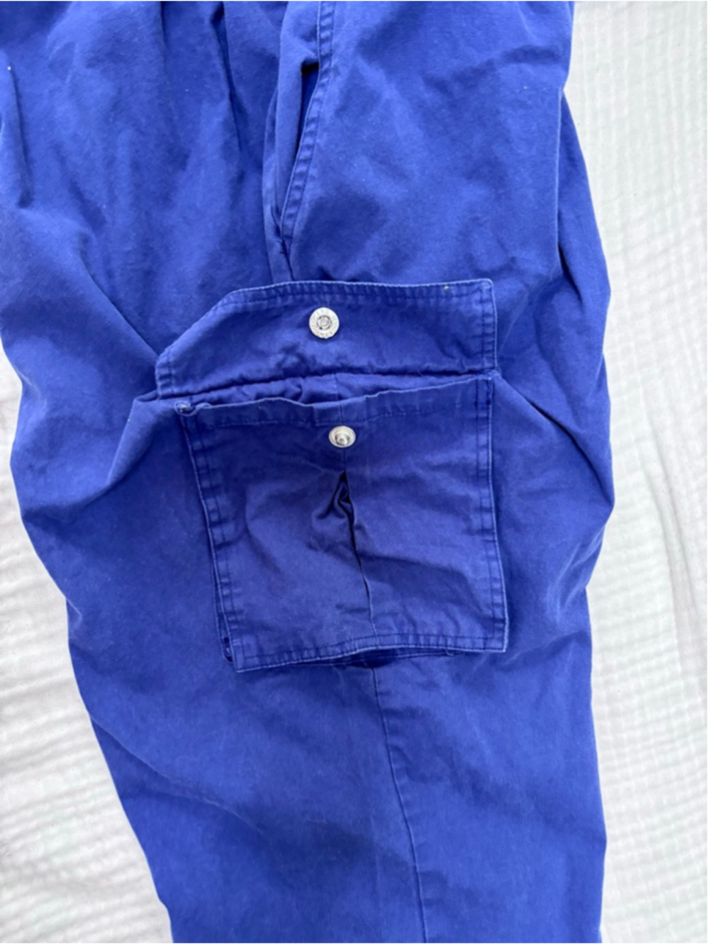 Women's BLAIR Blue Cargo Capris S/M Cotton Barrel shape leg Drawstring - Picture 13 of 14